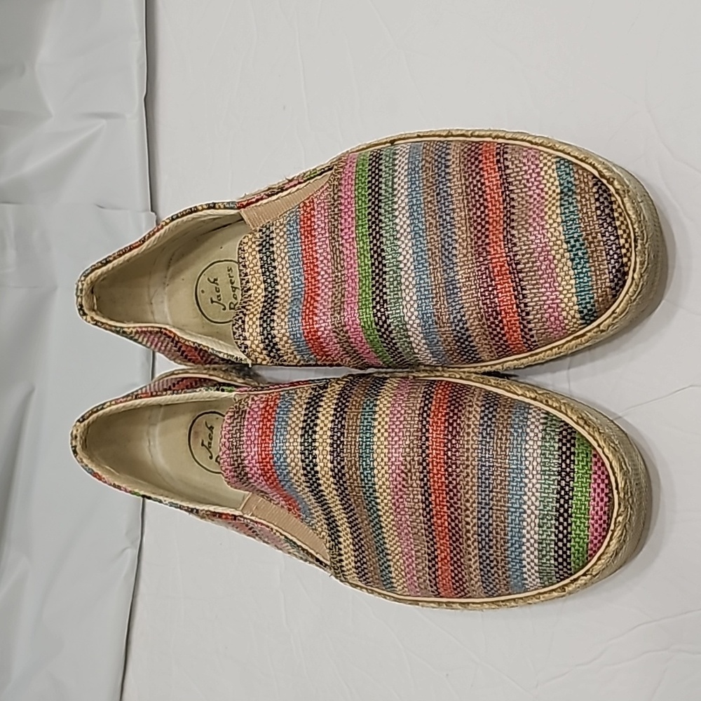 Jack Rogers Womens Tucker Rainbow Multi Striped Slip On Sneakers